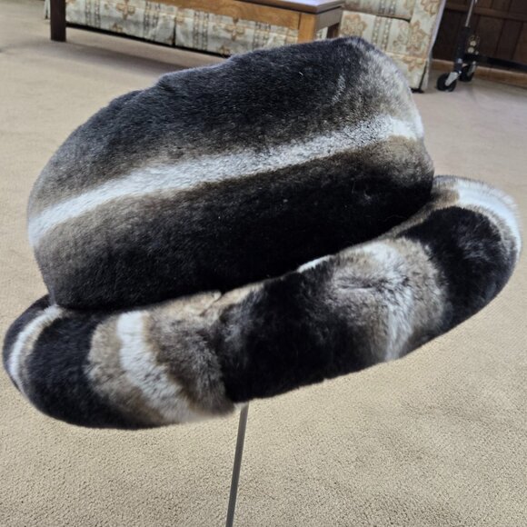 Brown Chinchilla Rex Fur Brim Hat